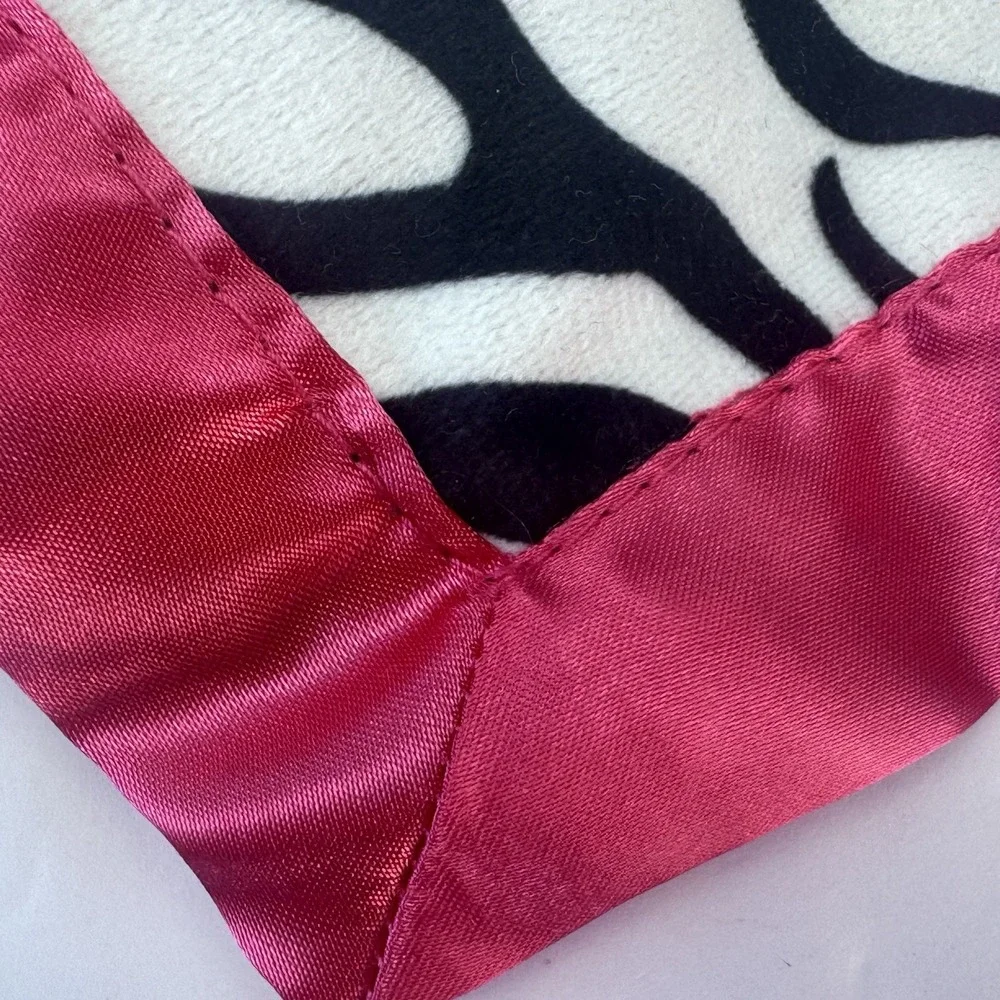 Garanimals Zebra Lovey Security Blanket Pink Black White Satin 12